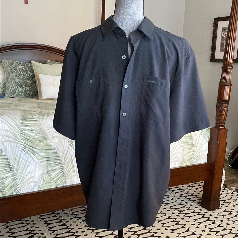 Orvis Black Casual Button Down Shirt Short Sleeve